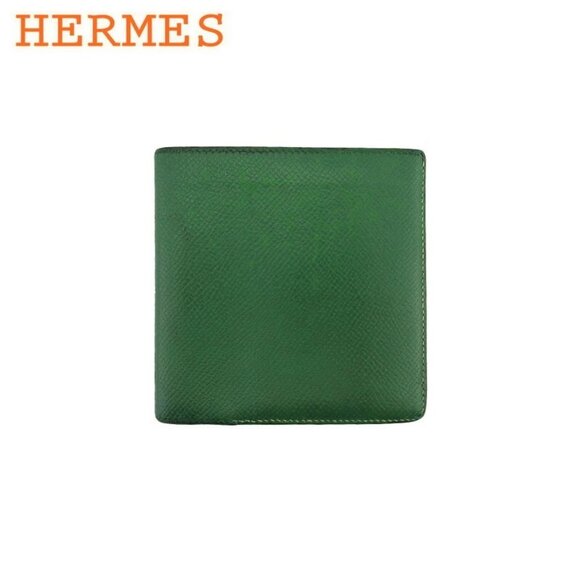 HERMES Bifold Wallet Leather Authentic Used - Picture 1 of 10